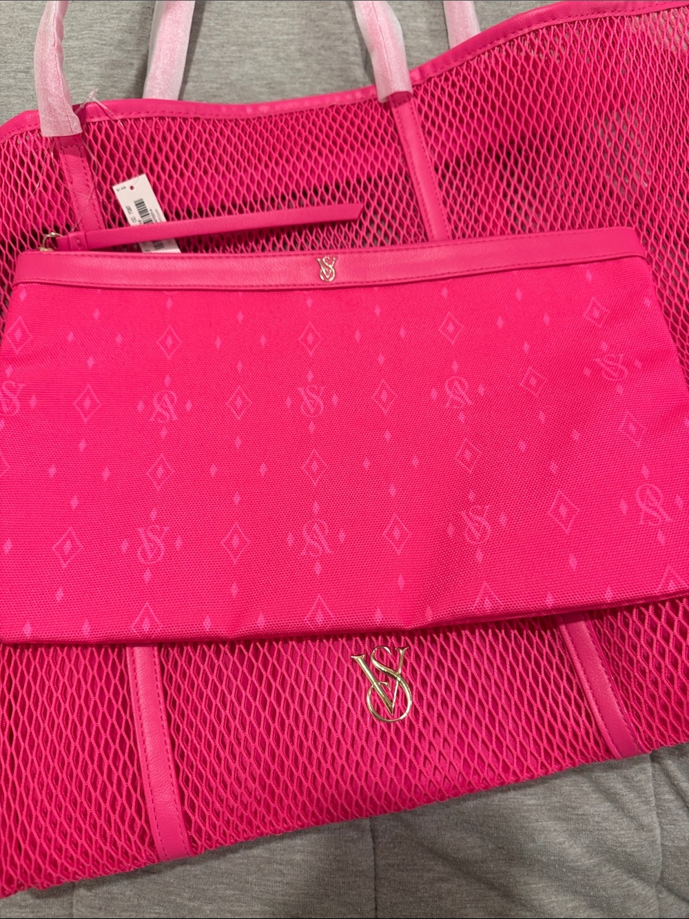NWT Victoria's Secret hot pink beach tote - Picture 4 of 5